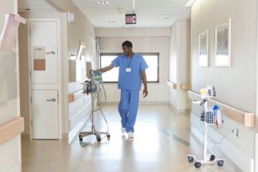 Nurse in a hospital hallway